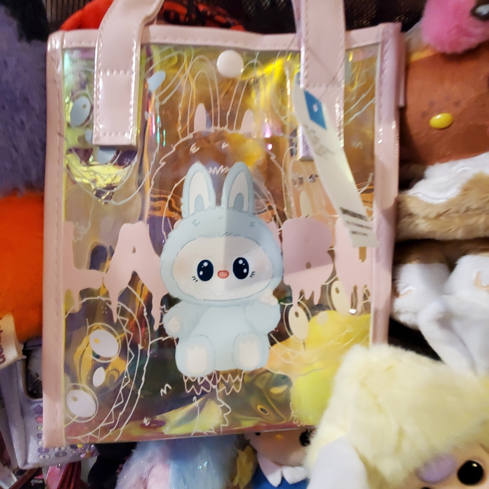 Clear Iridescent / Pearlized Tote Bag- Labubu (Small size)